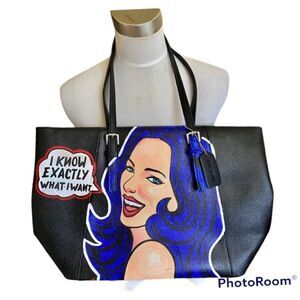 DASEIN black blue print large tote bag